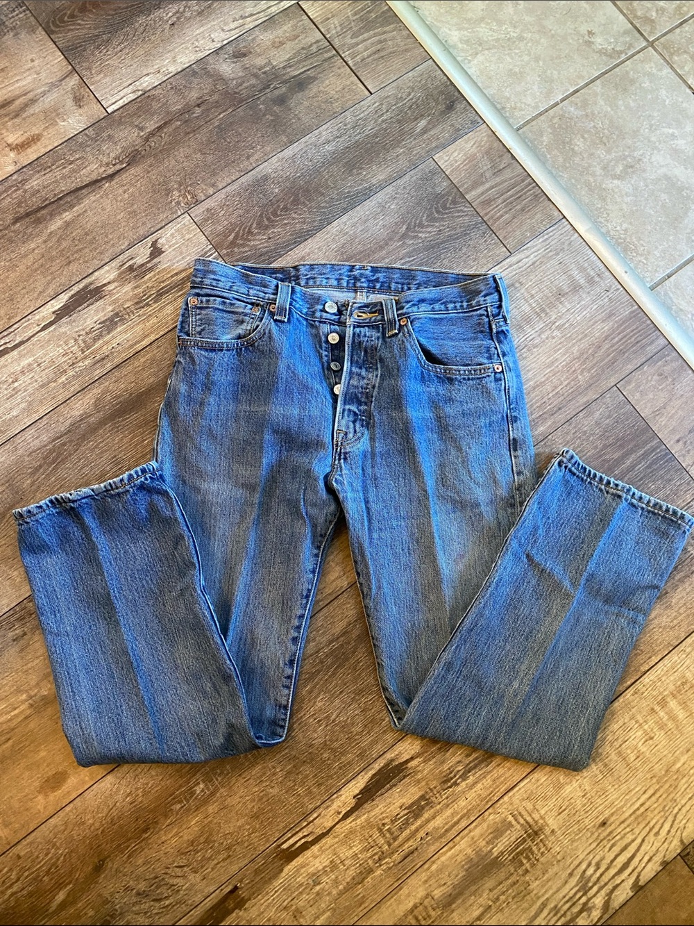 Levi's Men's Blue Straight-Leg Button-Fly Jeans